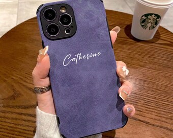 Waterproof Custom Leather Phone case -  Personalised Name Case Cover for iPhone 15 14 13 12 11 Pro Max 8 7 Plus XR SE