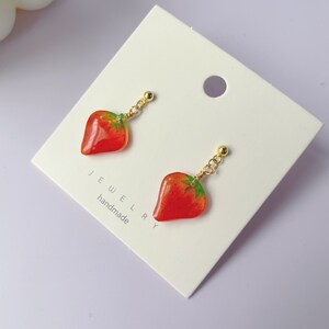 Resin Strawberry Drop Earrings: Playful Fruit Jewelry