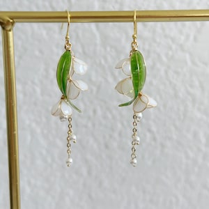 Handmade Resin Lily of the Valley Earrings | Unique and Elegant Jewelry | Bellflowers | Floral | Wedding Earrings | Mother's Day Gift