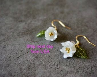 Handcrafted Resin Lily of the Valley Earrings | Unique and Elegant Jewelry | Bellflowers | Floral Earrings |  Mother's Day Gift