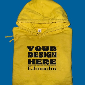 AWDIS JH001 College Hoodie Mockup, JH001 Sun Yellow College Hoodie Mockup, JH001 Hoodie Template, Sun Yellow Hoodie Mockup