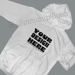 White AWDIS JH001 College Hoodie Mockup, JH001 Unisex College Hoodie Mockup, White Awdis Hoodie Template, Digital Download