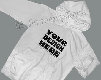 AWDIS JH001 Biała bluza z kapturem uniwersytecka – mockup – PNG (pobieranie cyfrowe)