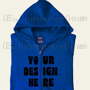 Gildan 18600 Royal Blue Zip Sweatshirt Mockup, G186 Flat Lay Mockup