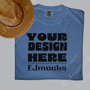 C1717 Blue Jean T-Shirt Mockup Comfort Colors Blue Jean T-shirt Mockup C1717 Design Template