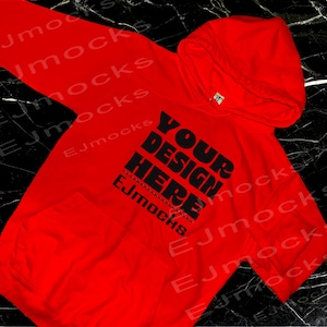 AWDIS JH001 College Hoodie Mockup, JH001 Unisex College Hoodie Mockup, Red Awdis College Hoodie Template, Digital Download
