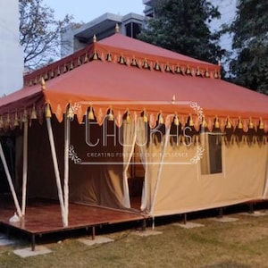 Luxury Mughal Cottage Tent | 9.75m by 9.75m Tent | Royal Mughal Glamping | Designer Canvas Cottage | High-end Camping Heaven