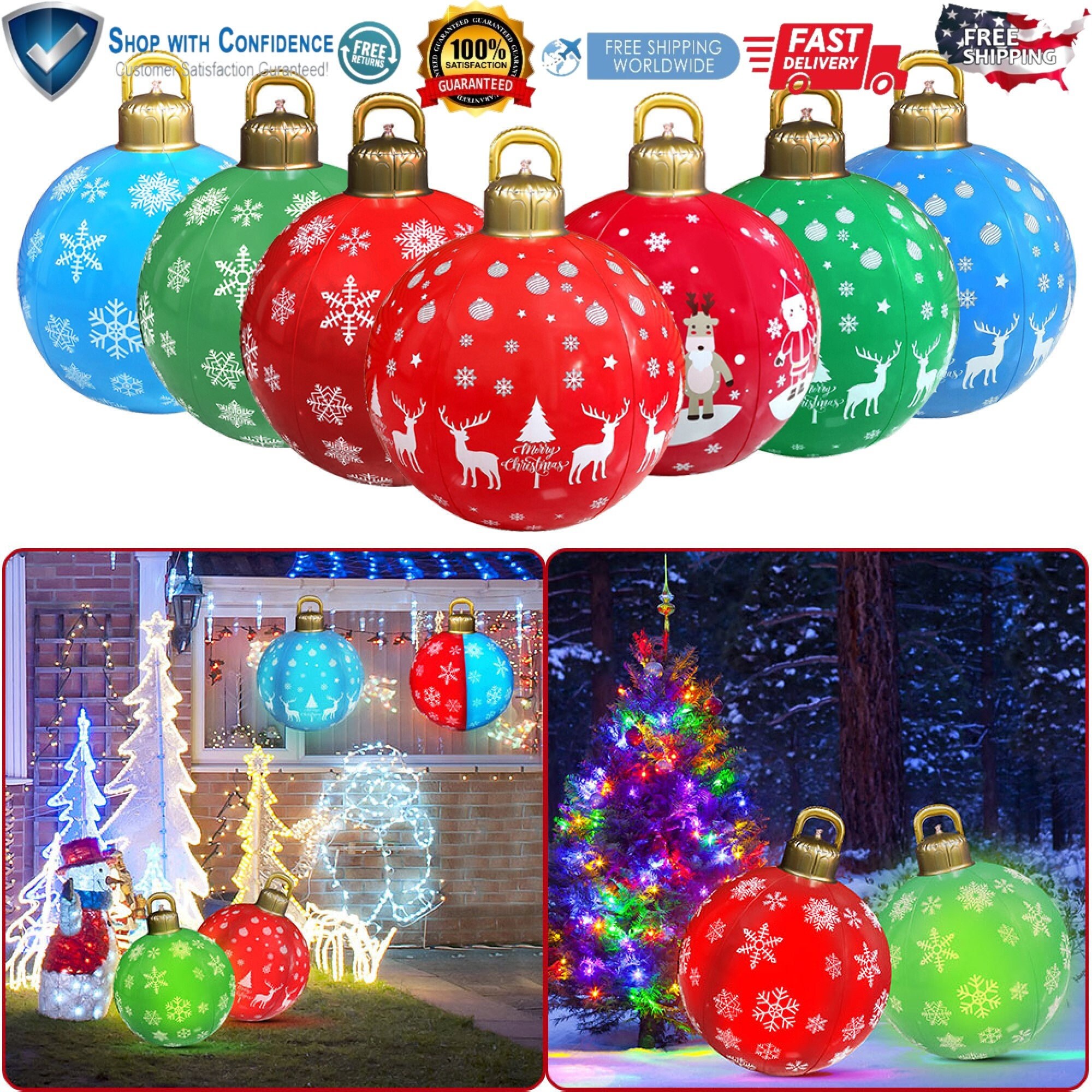 Extra Large Christmas Ball Ornaments Giant Big Xmas Outdoor - Etsy