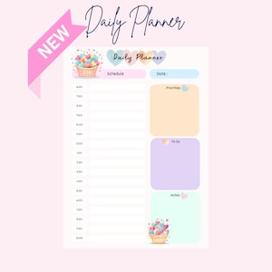 Daily Planner Pastel Hearts in a Basket | Daily Planner| Digital Download | A4 | A5 | US Letter| Goodnotes | Notability | Printer-Friendly