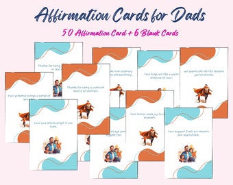 Dad Affirmation Cards, 50 Positive Quotes (Digital Download)