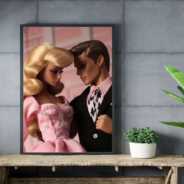 Barbie and Ken Digital Print | Retro Barbie Poster | Barbie Inspired Wall Art | Unique Barbie Print | Barbie Home Decor | Anniversary Gift