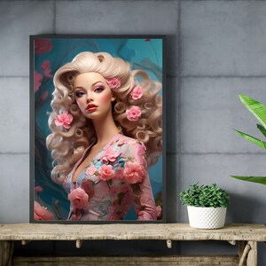 Printable Retro Barbie Poster | Barbie Artwork | 90s Inspired Doll Poster | Barbie Doll Portrait Wall Art | Barbie Art | Digital Download