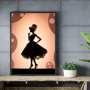 Barbie Silhouette Digitaldruck | Retro Barbie Poster | Barbie inspirierte Wandkunst | Unikat Barbie Print | Barbie Wohndeko