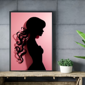 Barbie Silhouette Digitaldruck | Retro Barbie Poster | Barbie inspirierte Wandkunst | Unikat Barbie Print | Barbie Hone Decor