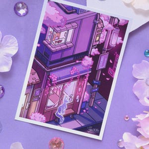 Pétales roses | Impression d'art A6 mat isométrique