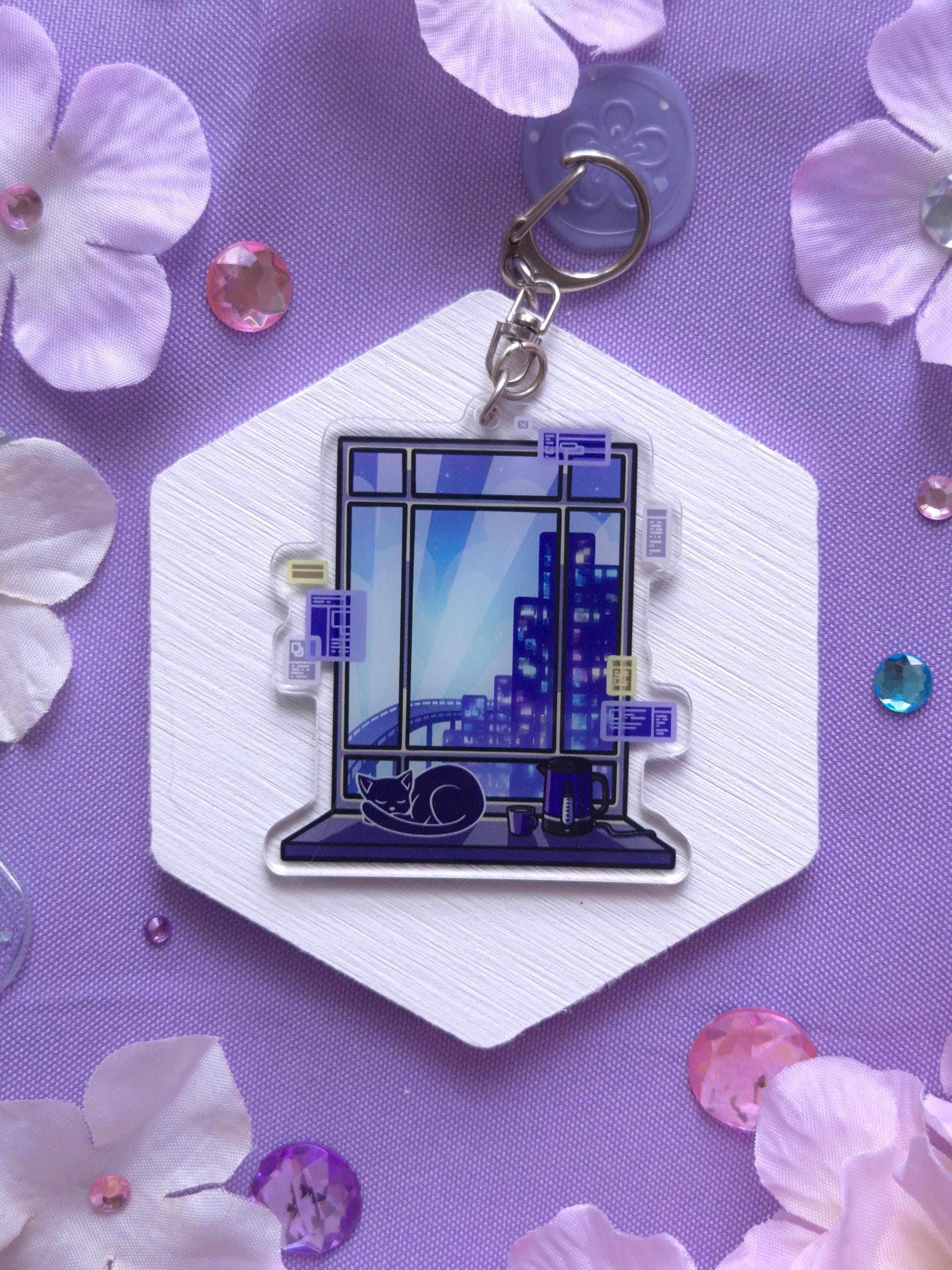 Cyberpunk Cat Acrylic Keychain: City View Charm - Etsy Australia
