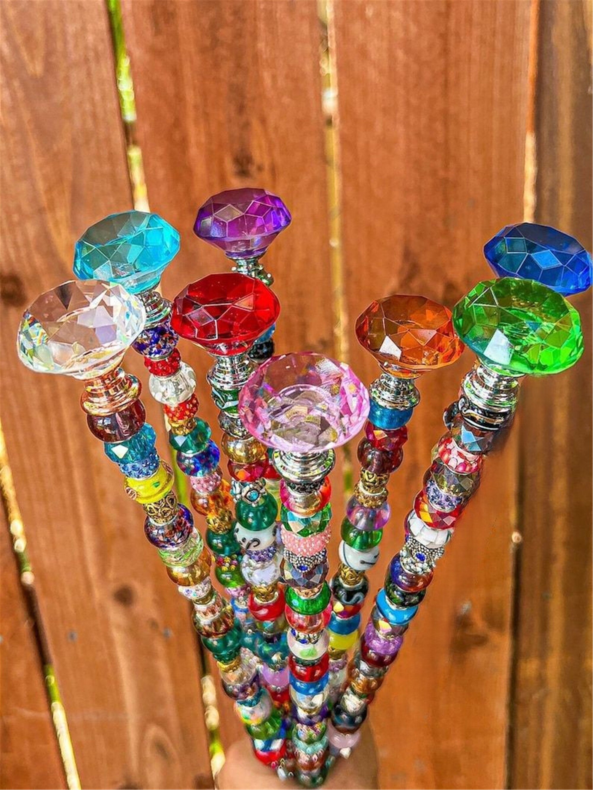 Sun Catcher Garden Stakes Fairy Garden Stakes Glass Jeweled Etsy UK