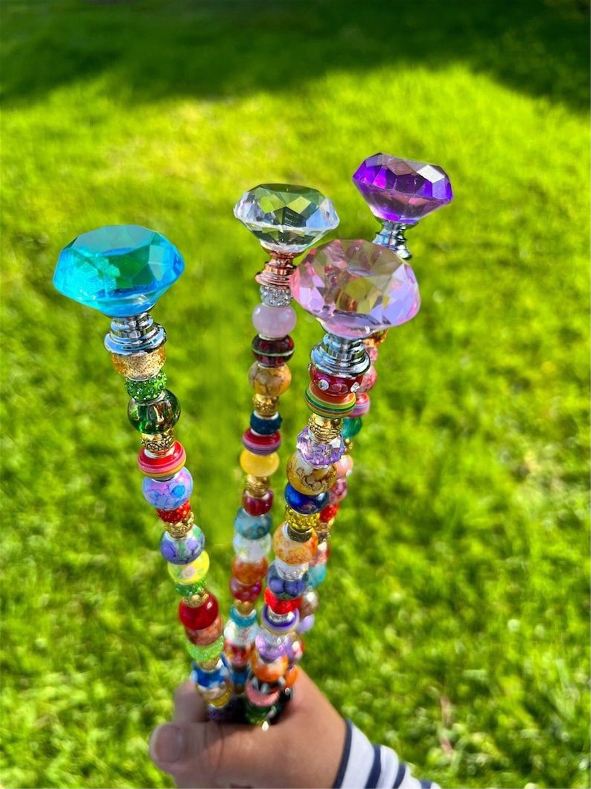 Sun Catcher Garden Stakes Fairy Garden Stakes Glass Jeweled Etsy UK