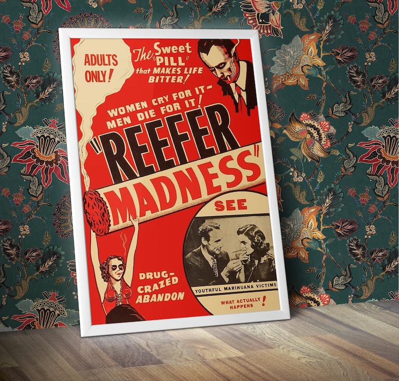 Vintage Anti-Drug Propaganda Marijuana, The Sweet Pill That Makes Life Bitter! U.S.A  A4 A3 Classic Wall Art Poster print Framed Unframed