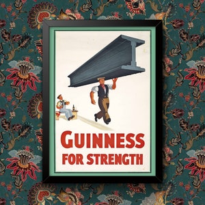 Guinness for Strength Drinks Vintage Advertisement Wall Art Poster A4 and A3 size print Framed or Unframed