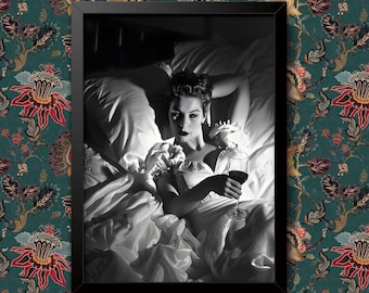 Print Wall Art Poster: Sexy Vintage Bathroom Toilet Decor, High Quality Framed Option