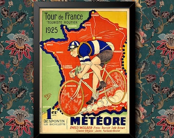 Tour De France 1925 Poster Vintage Cycles Bicycles Sports Advertisement Picture Print Home Decor A4/A3 Framed / Unframed