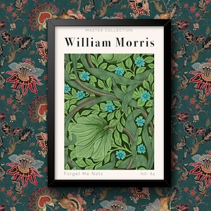 William Morris Art Print Forget Me Nots No 84, Vintage Poster, Framed or Unframed, Cottagecore Bedroom Decor