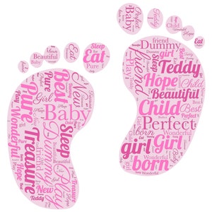 Jungen Mädchen BabyFüße Wortkunst personalisiert mit jedem Wort Ihrer