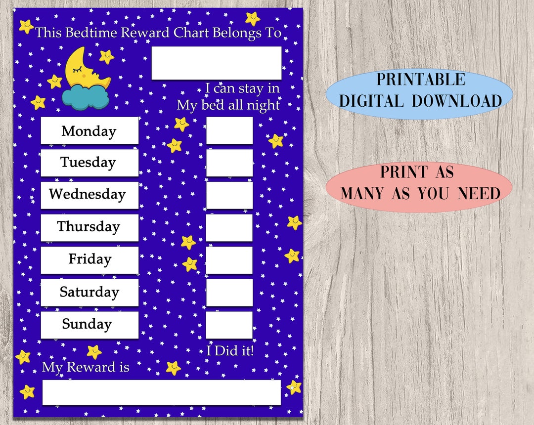Printable Night Time Sleep Training Star Behaviour Reward Chart, Digital Instant Download - Etsy ...