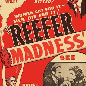 Vintage Anti-Drug Propaganda Marijuana, The Sweet Pill That Makes Life Bitter! U.S.A  A4 A3 Classic Wall Art Poster print Framed Unframed