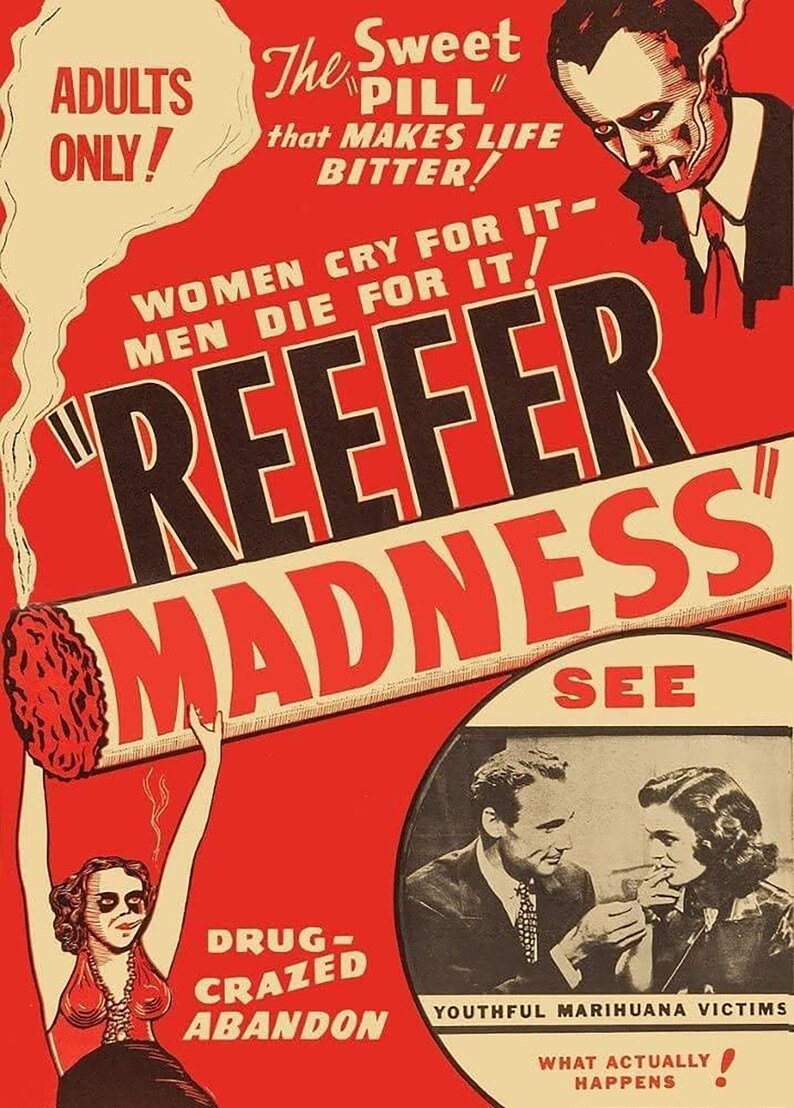 Vintage Anti-Drug Propaganda Marijuana, The Sweet Pill That Makes Life Bitter! U.S.A  A4 A3 Classic Wall Art Poster print Framed Unframed