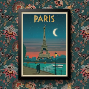Poster Vintage Paris Wall Art Print - Gerahmt oder ungerahmt Verschiedene Größen Französische Dekoration für Küche oder Wohnzimmer