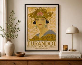 Turandot Art Print, Vintage Opera Poster, Puccini Wall Art, Art Nouveau Poster, Leopoldo Metlicovitz Print, Italian Theatre Decor