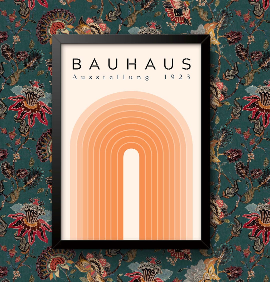 Bauhaus Ausstellung 1923 Print: Vintage Orange Art Poster, Framed