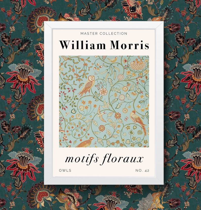 William Morris Owls No 42 Old Master collection Painting Art Print Framed Poster Wall Decor A4 and A3 size Framed or Unframed