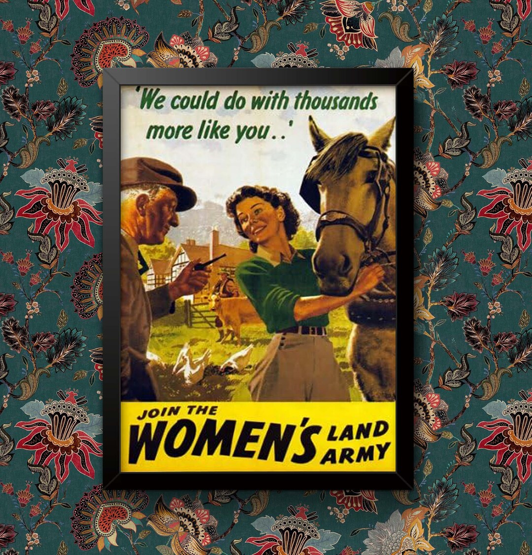 Vintage World War WW2 Advertisement Join the Womans Land Army Wall Art ...