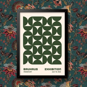 Bauhaus Frankfurt July 1923 Exhibition Green vintage Painting Art Print Poster Framed Poster Wall Decor A4 and A3 size Framed or Unframed
