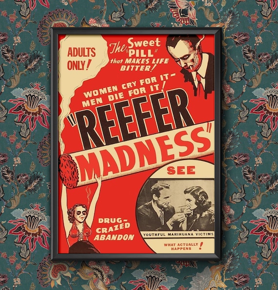 Vintage Anti-Drug Propaganda Marijuana, The Sweet Pill That Makes Life Bitter! U.S.A  A4 A3 Classic Wall Art Poster print Framed Unframed