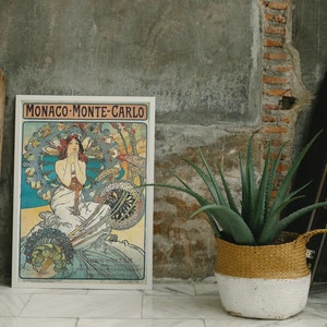 Vintage Monte Carlo Tennis Poster Print – A4 Size (210x297mm) – Reproduction Art