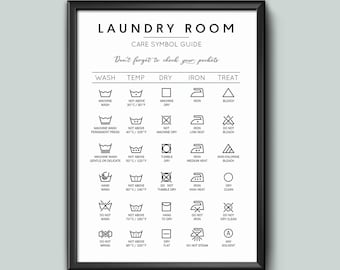 Laundry Symbols Wall Art Home Decor insperational Guide Poster various sizes Sign print Framed or Unframed ideal for students or New home
