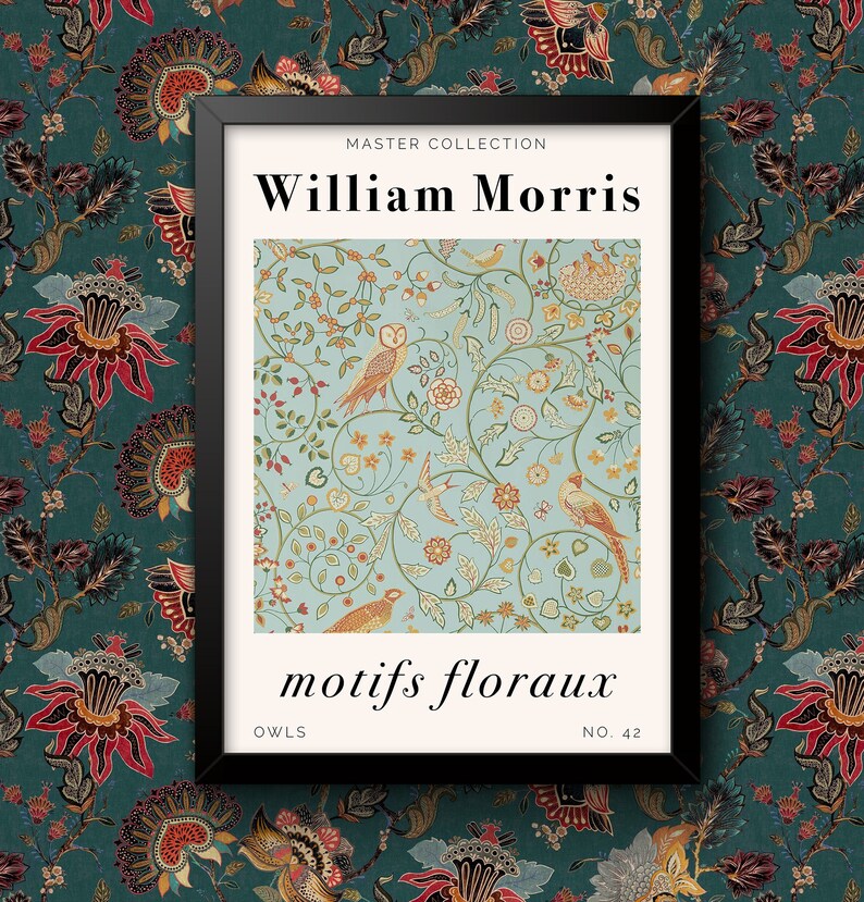 William Morris Owls No 42 Old Master collection Painting Art Print Framed Poster Wall Decor A4 and A3 size Framed or Unframed