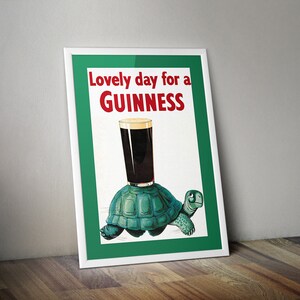 Guinness Vintage Poster - Lovely Day For A Guinness Tortoise Wall Art Print, A4/A3 Sizes, Framed or Unframed