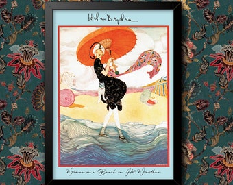 Vintage Magazine Art Cover illustratie Helen Dryden's vrouw op een strand jaren 1920 Fashion Beauty Wall Art Poster print ingelijst of ingelijst