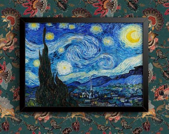 Vintage Poster Print Van Gogh Starry Night: Wall Art, Vincent Van Gogh Art