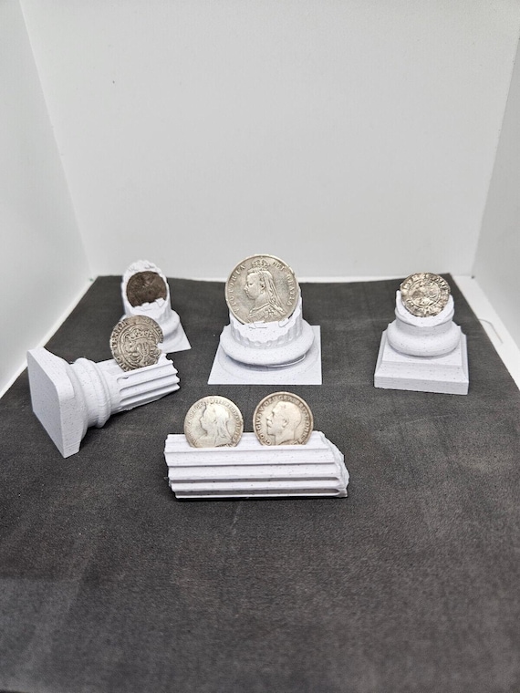 Roman Column Coin Display Stands: 3D Printed Archaeology Gift - Set of 5