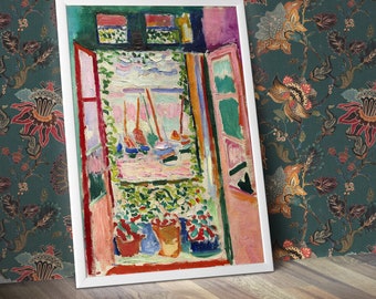 Henri Matisse 'Open Window, Collioure', France, 1905, Reproduction Vintage Wall Art Poster A4 and A3 size print Framed or Unframed