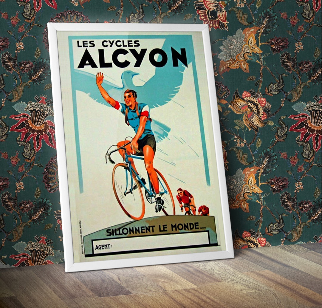 Vintage Les Cycles Alcyon Bicycle Bike Wall Art Poster A4 and A3 Size