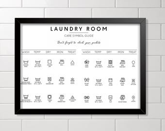 Laundry Symbols Landscape Wall Art Home Decor insperational Guide Poster various sizes Sign print ideal for students or New home