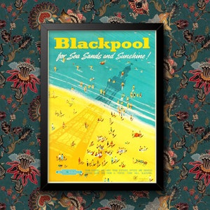 Blackpool Railway Travel seaside holiday Poster Wall Art Railway A4 and A3 size print Framed or Unframed