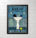Black Cat Bathroom Wall Art A3 Bathroom Print, Cat Handwash Sign Wash your Paws product logo